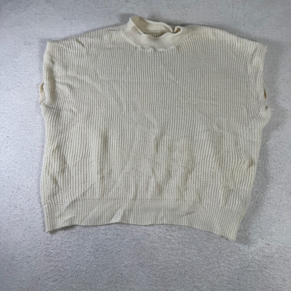 SHEIN Curve Sweater Vest Womens 2XL Cream Excellent Oversized Mock Neck Ribbed
